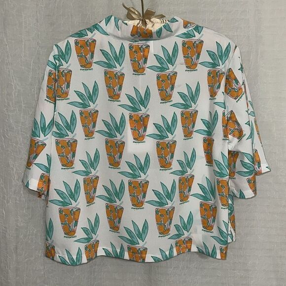 Bouffants & Broken Hearts L White Teal Orange Lemonade Print PJ Short Set - Picture 9 of 16